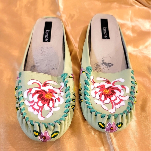 kenzie Shoes - Kenzie flats size 9. Leather w/floral print. Mint green, pink, white, yellow